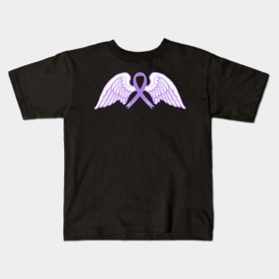 Purple Awareness Ribbon with Angel Wings Kids T-Shirt